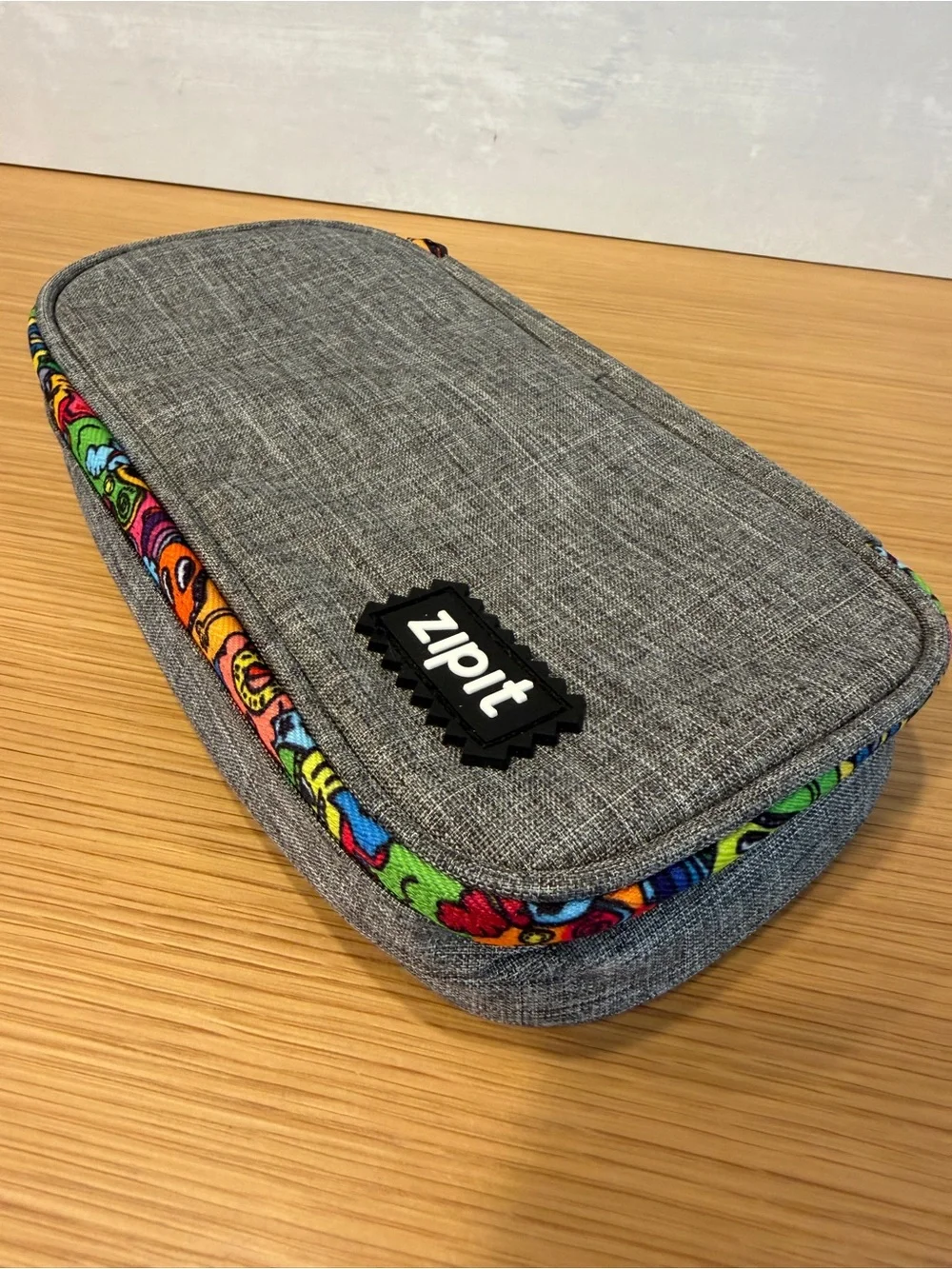 ZIPIT Grey Pencil Pouch, Pen Organizer, Wide Opening with Secure Zipper Closure